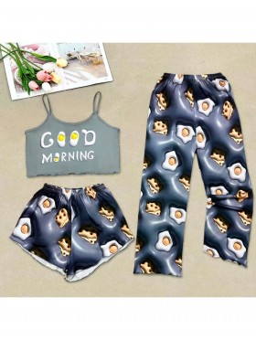 Egg Print 3 Piece Set Pajamas